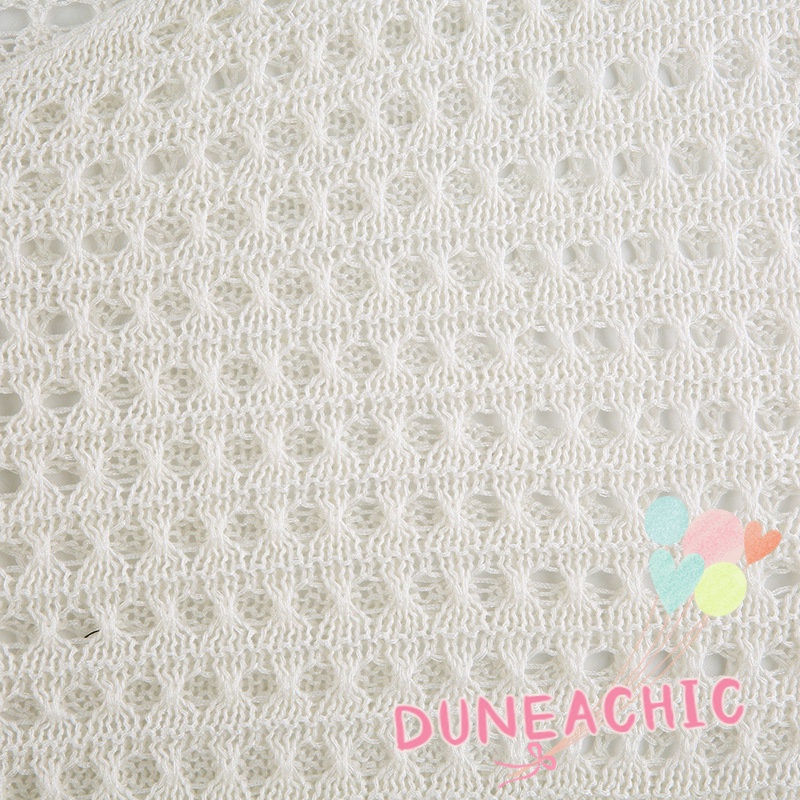 DUNEA Áo Dệt Kim Tay Dài Màu Trơn Phối Lưới Thời Trang Cho Nữ