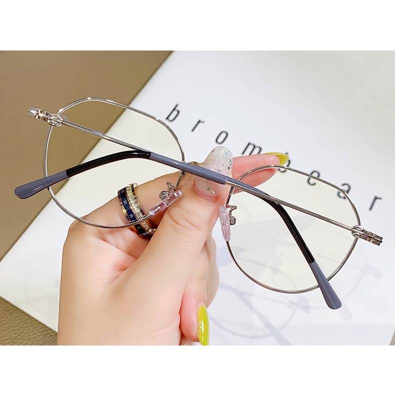 Mắt Kính Gọng Kim Loại Tròn Chống Bức Xạ Phong Cách Retro Hàn Quốc Cho Nữ