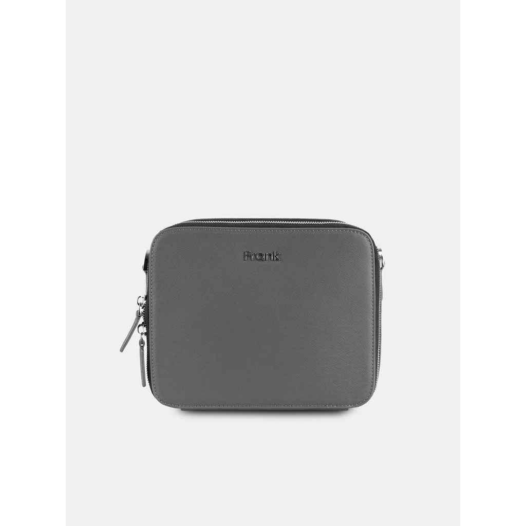 Túi Đeo Chéo Nam Da Bò Taiga Cao Cấp FRANK Paul Duo Messenger Bag Túi Đựng Điện Thoại, Ipad Mini Cho Nam Màu Xám