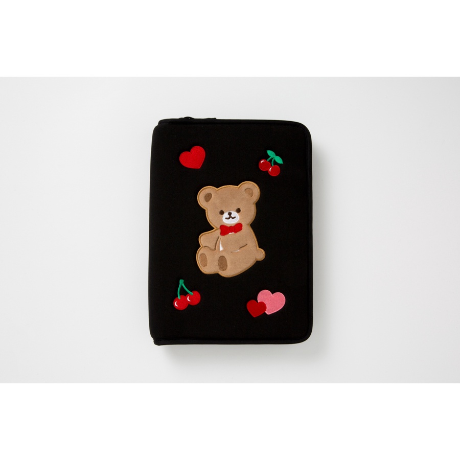 Túi Đựng Đồ Dùng Văn Phòng ARTBOX Hàn Quốc Hình Gấu Teddy Và Quả Cherry Màu Đen