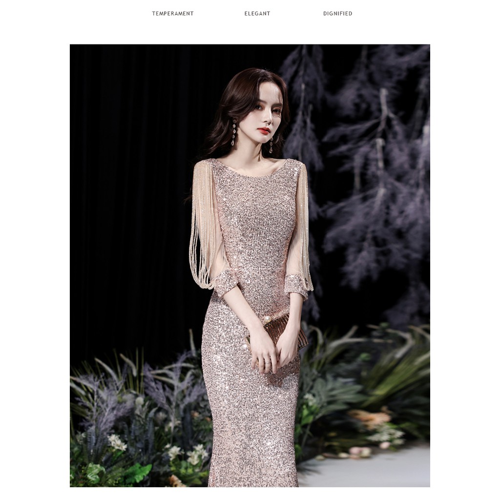 Đủ bigsize Váy đầm sequin  dự tiệc dạ hội dáng ôm body dài đuôi cá chấm gót kim sa lấp lánh hotgirl sexy xs s m l xl xxl