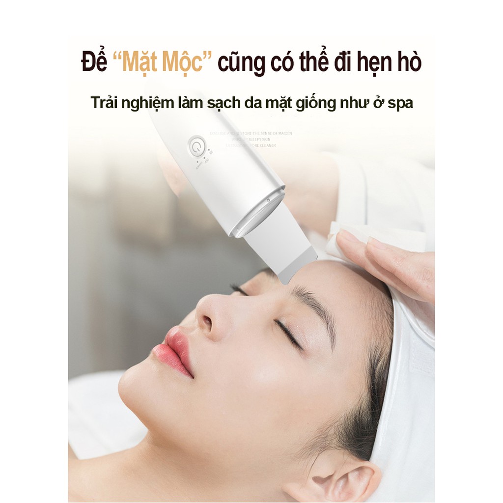 Máy cà da sủi da sóng siêu âm - Máy làm sạch sâu lỗ chân lông - Máy spa thu nhỏ lỗ chân lông