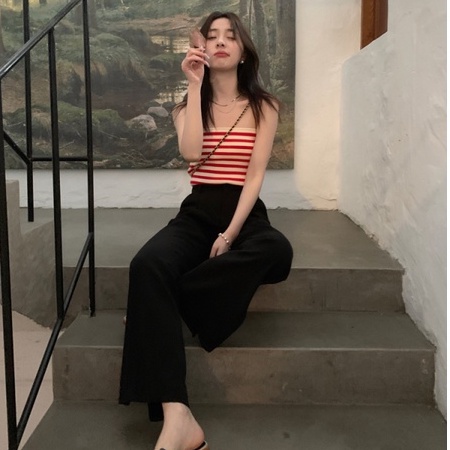 Nzn Áo Sơ Mi Dáng Ôm Vừa Vặn Kẻ Sọc Cổ Điển Thời Trang Hàn Quốc Cho Nữ