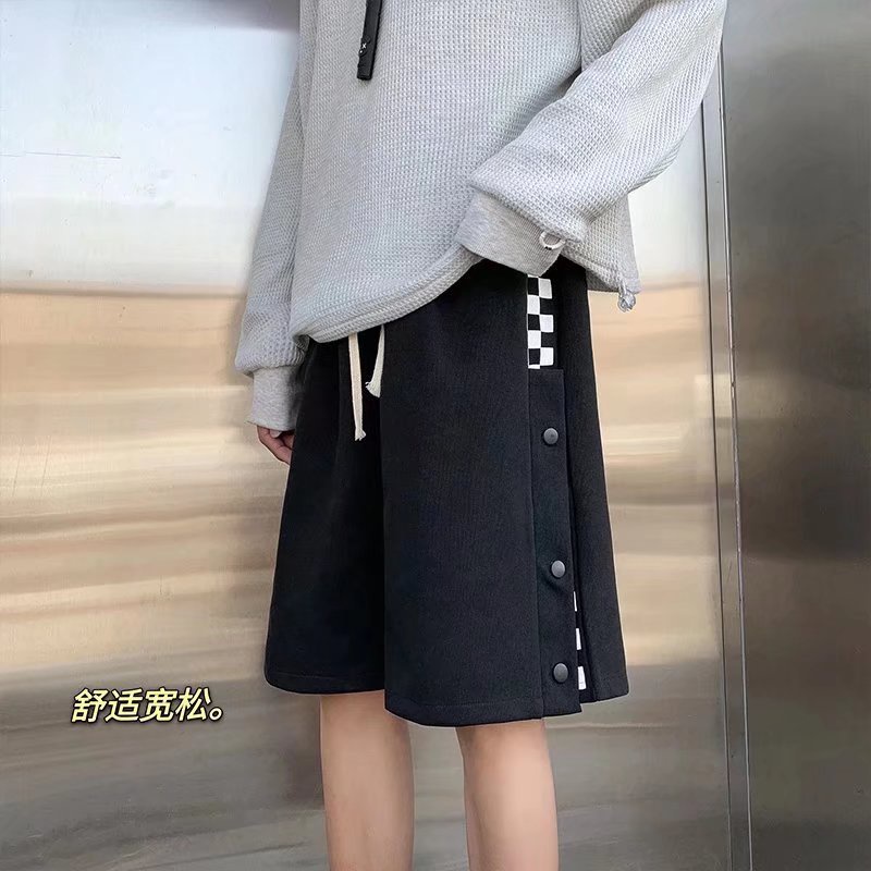 Quần Short Thể Thao Dáng Rộng Cài Nút Bên Hông Phong Cách Thời Trang Nhật Bản Cho Nam Giới Có Size M-3XL