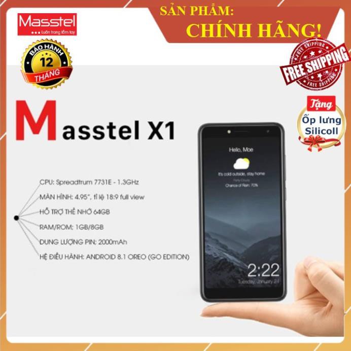 💥Free Ship💥Điện Thoại Masstel X1 (Cảm Ứng Giá Rẻ) TẶNG ỐP LƯNG - Bảo Hành Chính Hãng 12 Tháng, 120 ngày lỗi đổi mới
