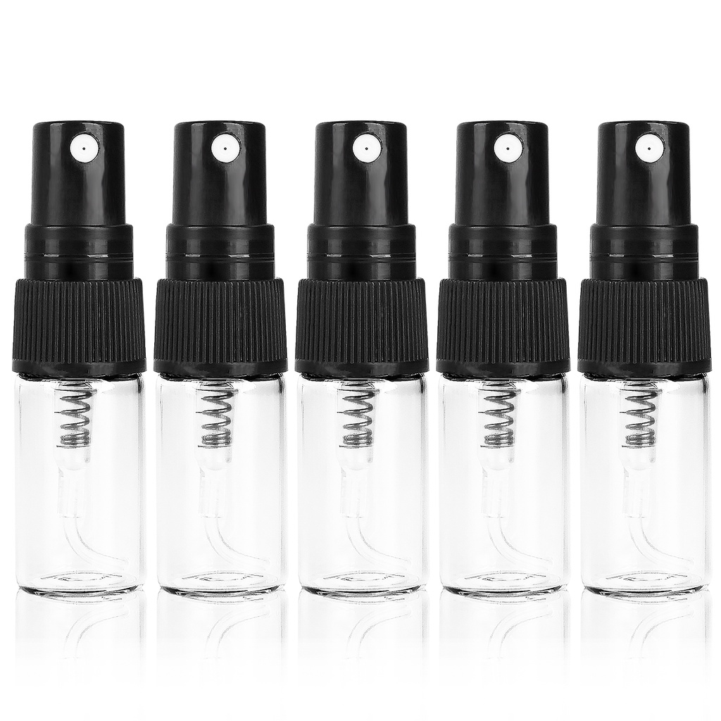 [Hàng mới về] Set 5 chai xịt thủy tinh trong suốt 2/3/5/10ml đựng nước hoa mỹ phẩm đa dụng