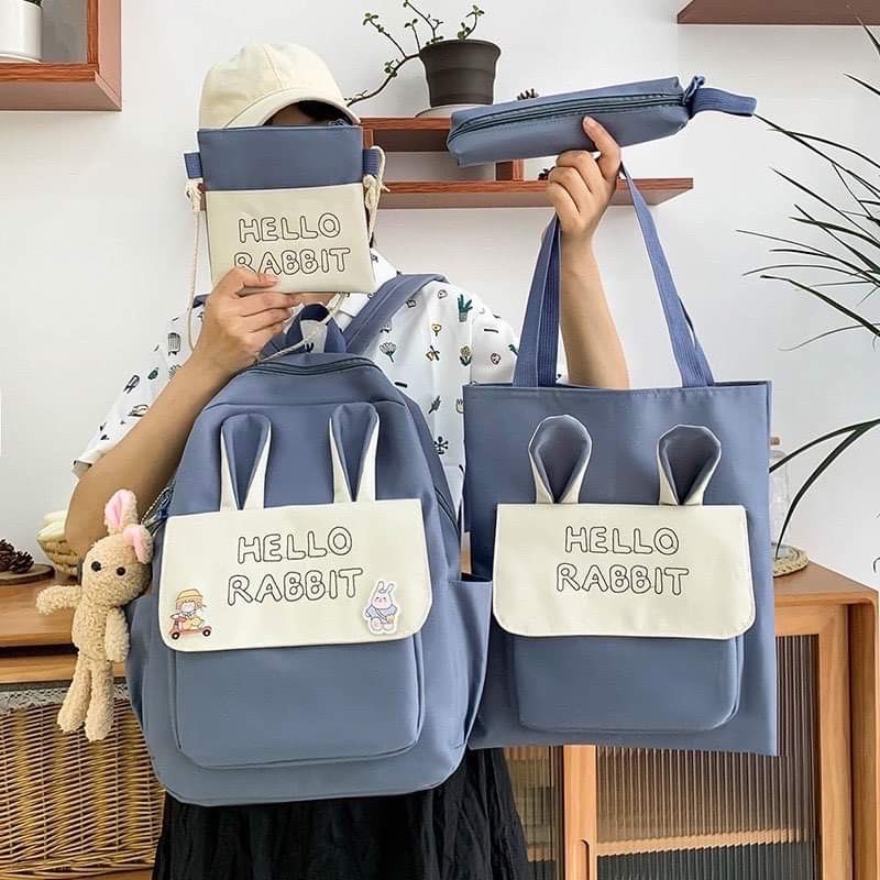 SÉT BALO RABBIT 4 MÓN 2 MÀU CHẤT THÔ BỐ XỊN SÒ. PHÙ HOEPJ VỚI HS SINH VIÊN