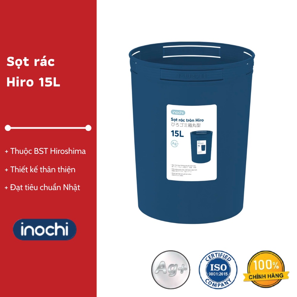 Sọt rác Hiro 15L - Thân thiện với môi trường, Thiết kế thông minh, Chất lượng Nhật Bản