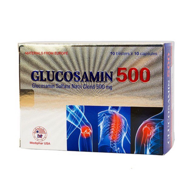 Viên xương khớp GLUCOSAMIN 500 HỖ TRỢ TĂNG TIẾT DỊCH KHỚP - Hộp 100 viên