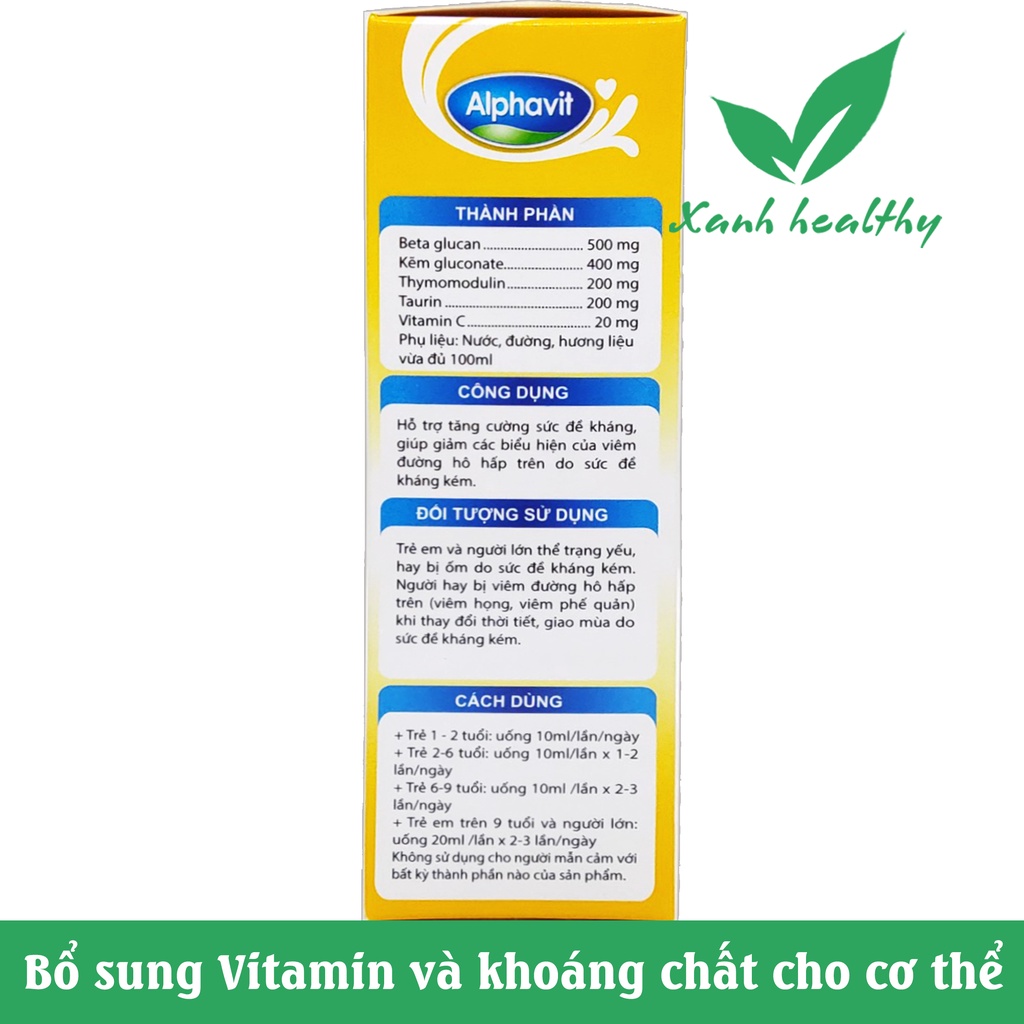Siro tăng đề kháng cho bé ALPHAVIT - bổ sung kẽm, thymomodulin và các vitamin giúp tiêu hóa khỏe, ăn ngon, tăng đề kháng