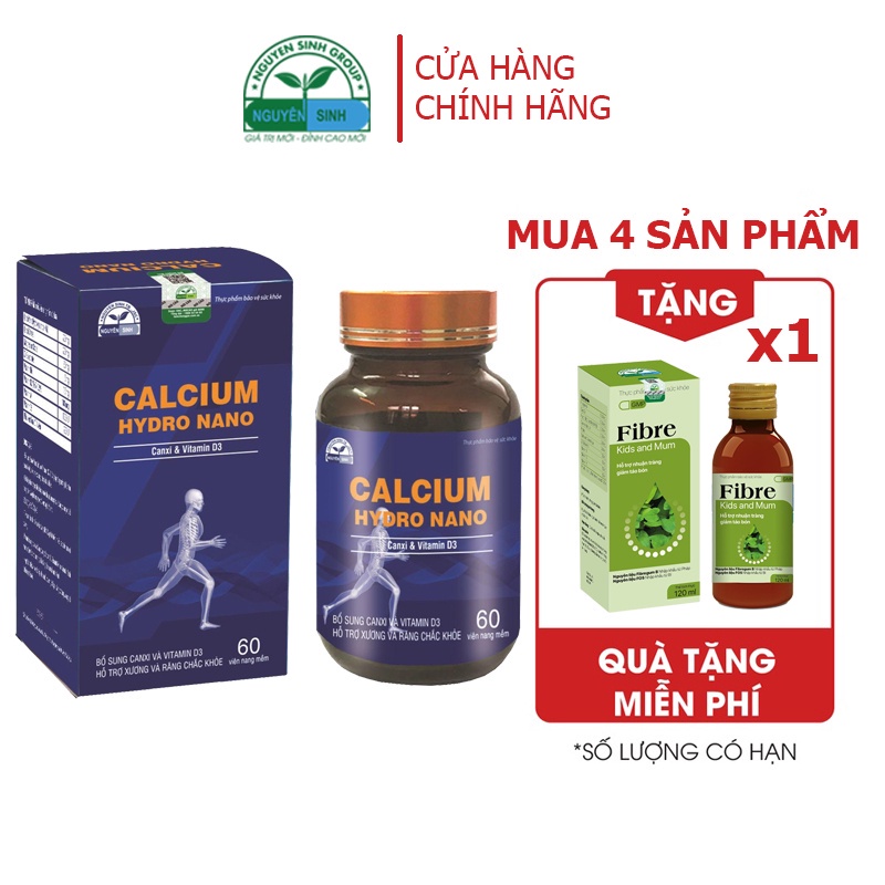 Viên uống CALCIUM HYDRO NANO [ CHÍNH HÃNG ] bổ sung Canxi nano và Vitamin D3, K2 hỗ trợ hấp thụ canxi tối đa (60viên)