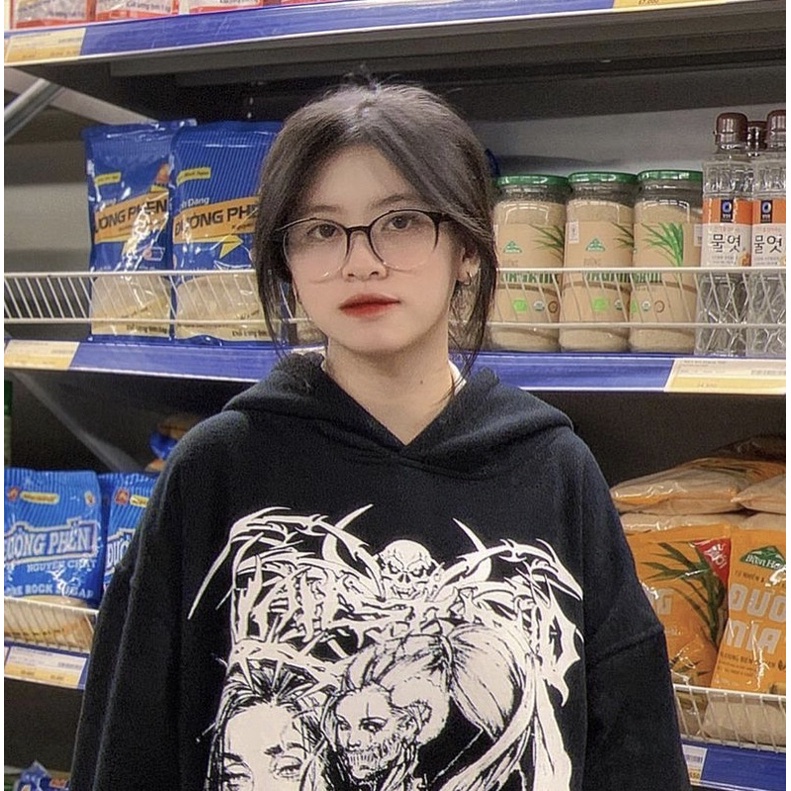 Kính không độ, Kính cận OMBRE 19075 - 8132 Hot tiktok Lansun 01 nhựa dẻo tròn chống ánh sáng xanh, UV400  Jolie eyewear