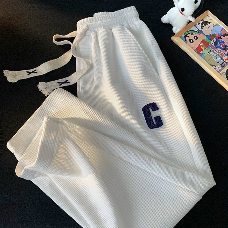 Quần Jogger Thể Thao Nam Nữ Ống Xuông Chữ C Chất Tổ Ong Quần Thể Thao Unisex Dày Dặn Phong Cách Mới