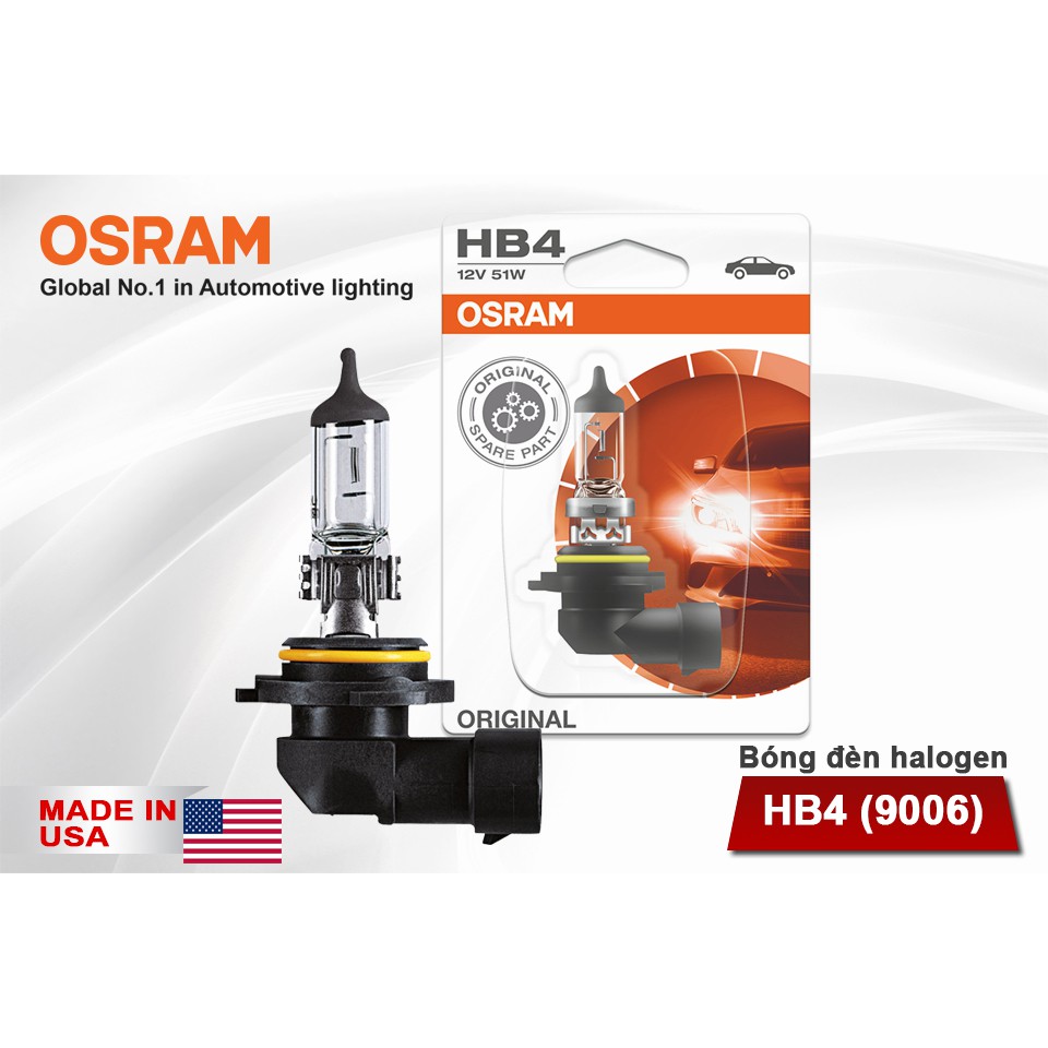 [Mã BMBAU50 giảm 10% đơn 99k] Bóng Đèn Halogen OSRAM Original HB4 12V 51W (Chân Cong) Nhập Khẩu Chính Hãng