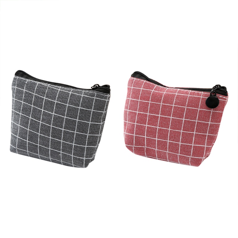 Túi Đựng Tiền Xu / Mỹ Phẩm Mini Bằng Vải Canvas Có Khóa Kéo Dễ Thương Cho Nữ