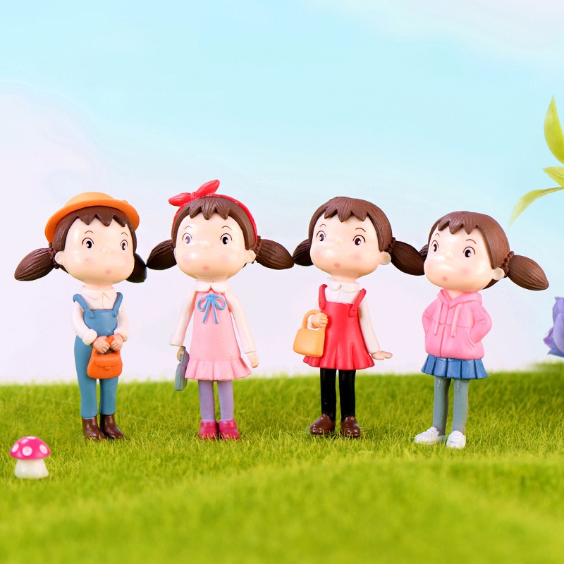 Mô hình tiểu cảnh ♥️ Mô hình cô gái đáng yêu trang trí bàn làm việc tiểu cảnh, sân vườn, sen đá