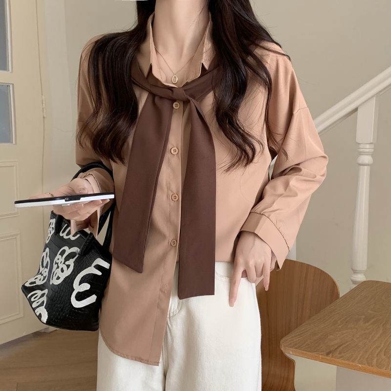 Áo Sơ Mi Giả Hai Lớp Thời Trang Mùa Thu Phong Cách Hàn Quốc