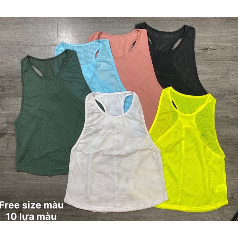 ÁO TANKTOP TẬP GYM, YOGA NỮ - ÁO TANKTOP VẢI LƯỚI LƯNG GẤP SIÊU XINH