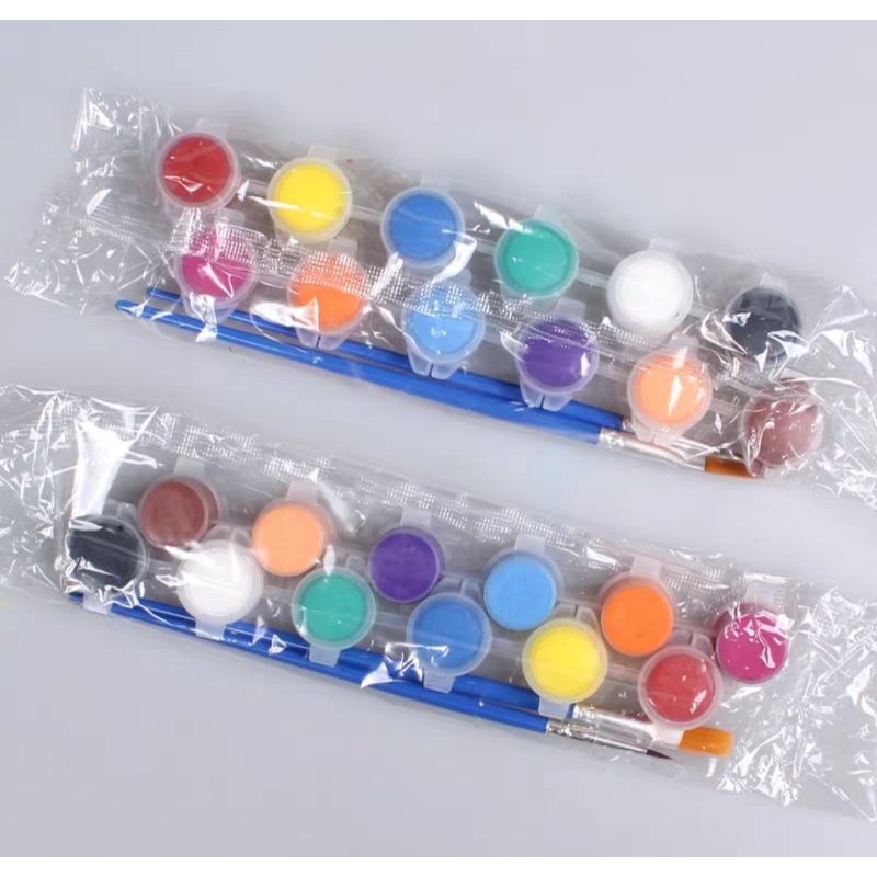 Set Màu Tô 12 Màu Mini Acrylic Tặng Kèm 2 Cọ Vẽ