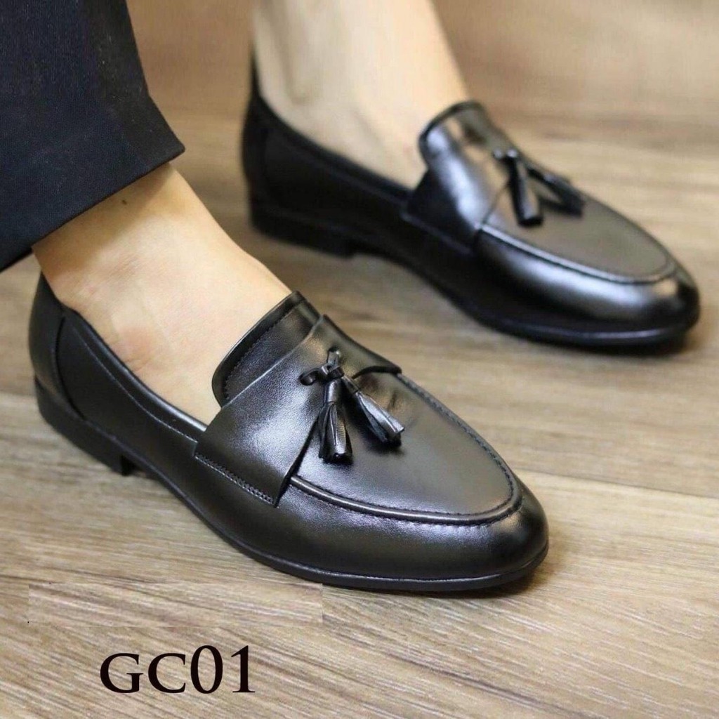 Giày tây công sở nam da bò chuẩn 100% chuông đen trơn