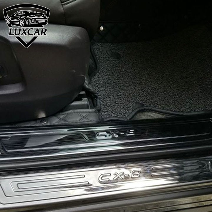 Ốp bậc cửa xe MAZDA CX8 - Chất liệu INOX, TITAN cao cấp LUXCAR