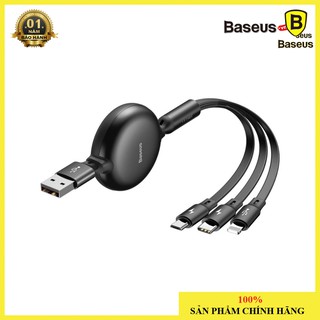 Cáp Baseus 3 đầu rút sạc nhanh, kết nối dữ liệu bảo hành 18 tháng