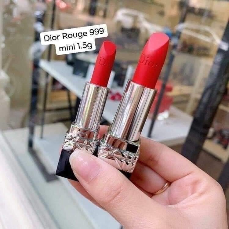 Son môi Dior Rouge 999 Matte mini màu đỏ tươi chính hãng, son mini size 1,5g