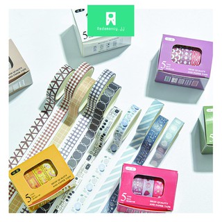 SET 5 cuộn giấy dán Washi Tape phone cách Vintage trang trí sổ tay siêu xinh, dán siêu dính cao cấp Nhật Bản -REDAMANCY