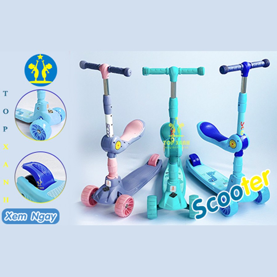 Scooter cao cấp có nhạc, có đèn, bánh PU, đèn chớp theo nhạc [ HÀNG CHUẨN XỊN 100% - 818 ]