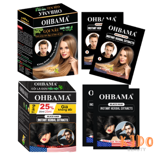 Dầu gội phủ bạc ohbama black | brown hair instant 20ml gội là đen / nâu thảo mộc