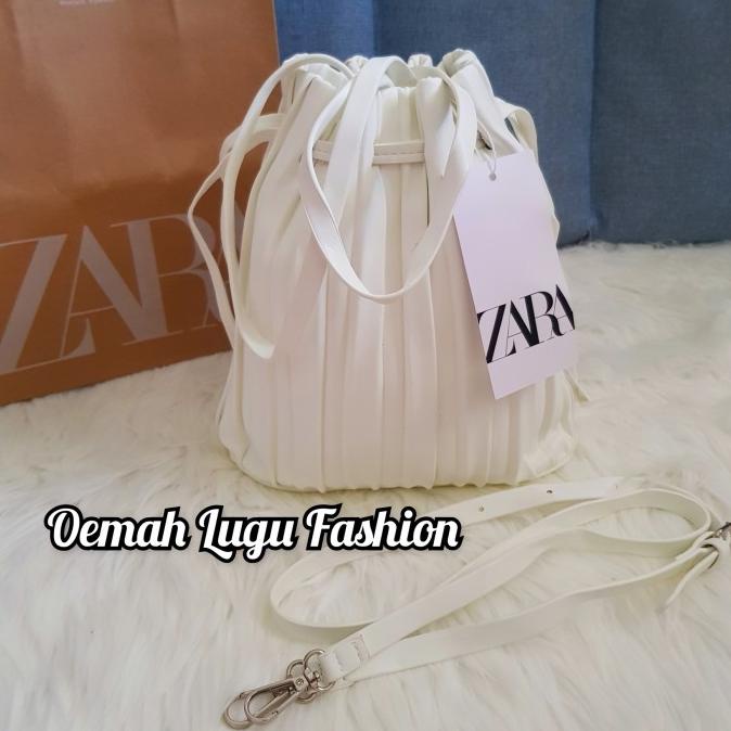 Túi Xách Mini Dây Rút Xếp Ly Zara Thời Trang Cho Nữ