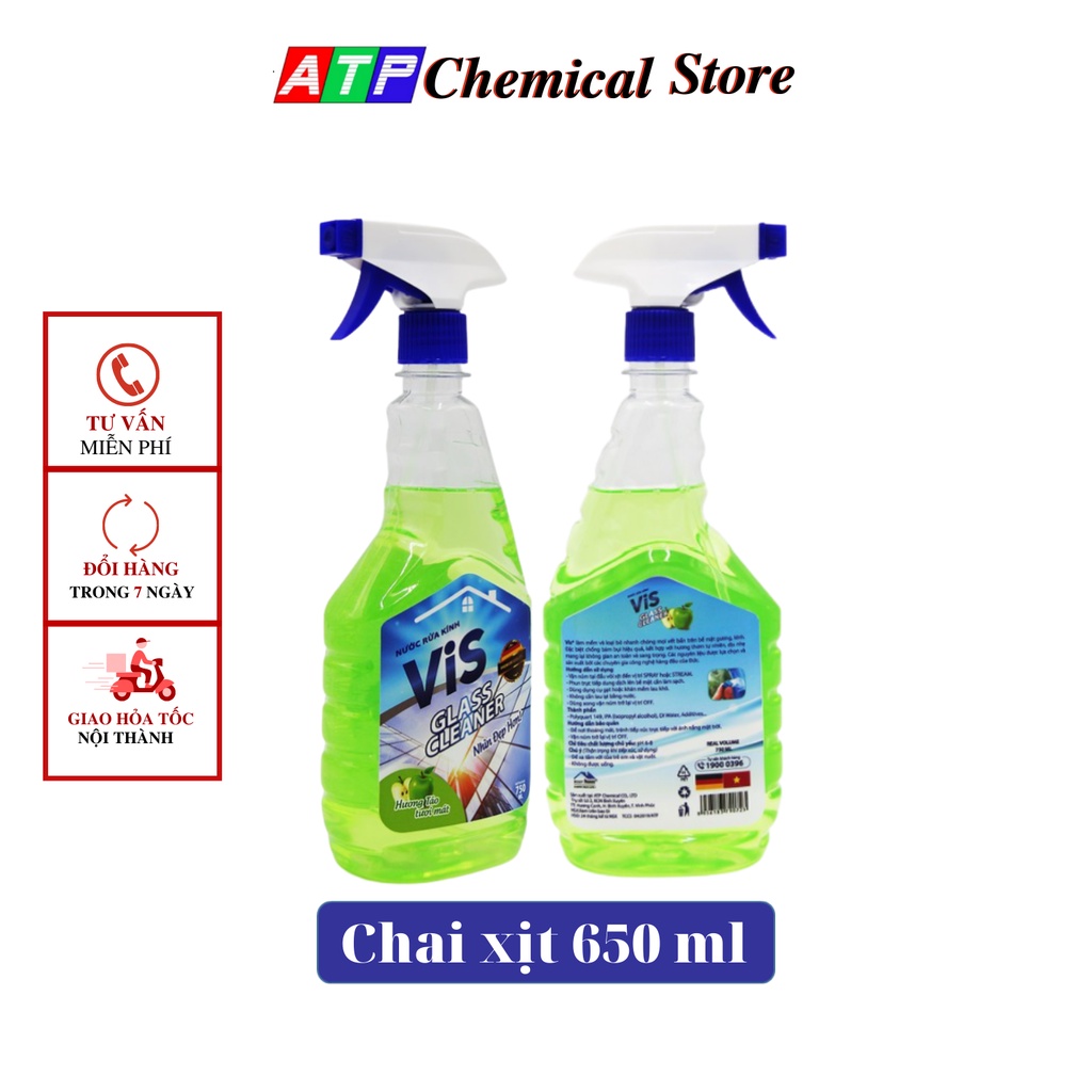 Nước lau kính VIS, nước tẩy kính hương thiên nhiên dung tích 650ml - ATP Chemical Store