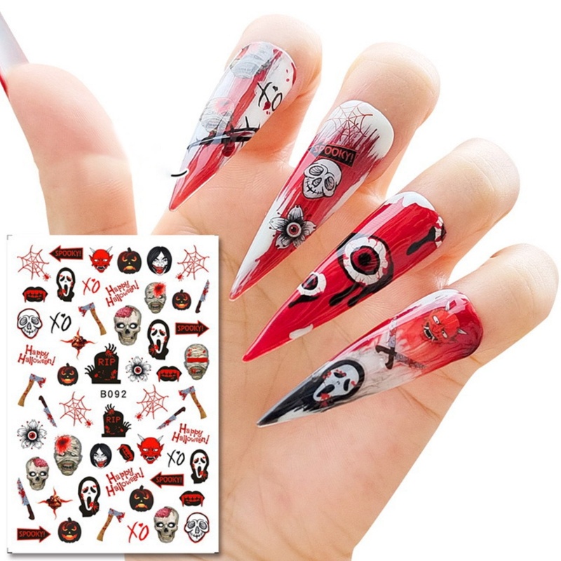 Sticker Dán Móng Nghệ Thuật Họa Tiết Halloween Kinh Dị