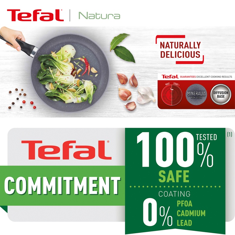 Chảo chiên sâu lòng vân đá Tefal Natura B2266495 24cm