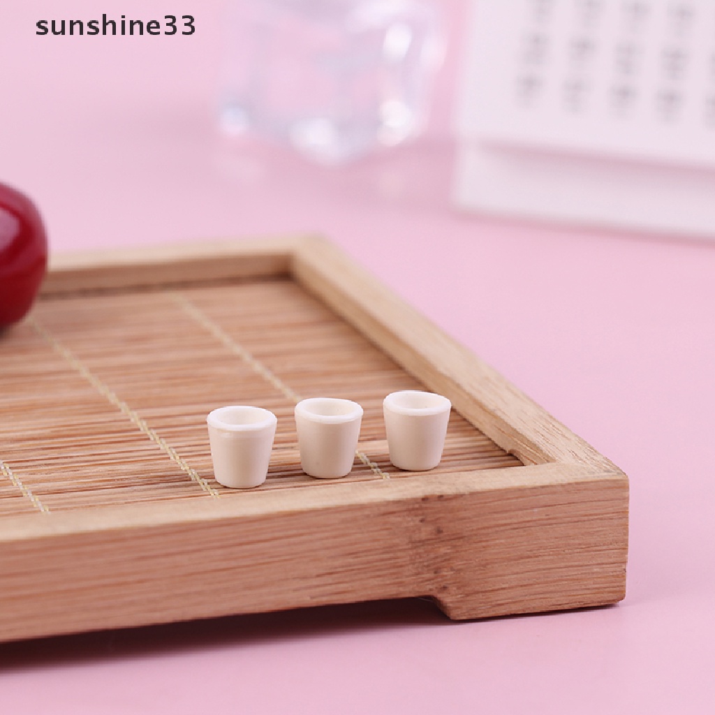 SU 5pcs 1/12 Dollhouse Miniature White Tea Cups Model Kitchen Tableware Decoration n