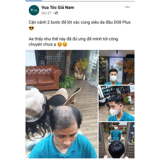 Tóc giả nam siêu da đầu D08 Plus