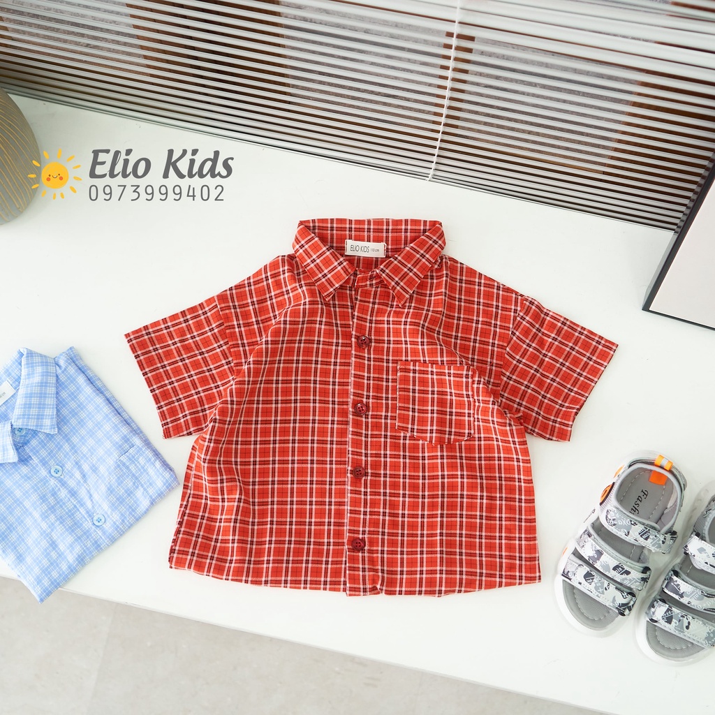 Áo sơ mi bé trai, áo sơ mi bé trai caro chất vải thô mềm mịn AS02