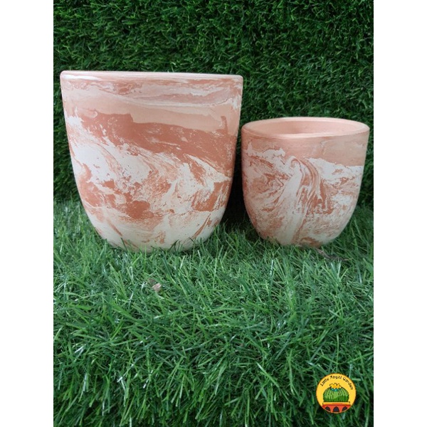 Chậu đất nung trứng Marble