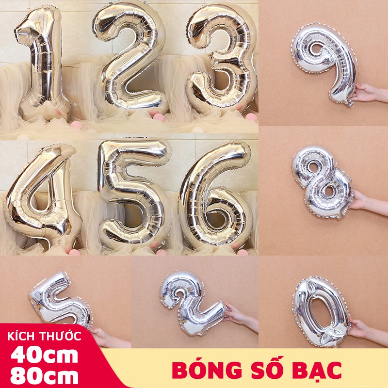 Bóng tráng nhôm SỐ BẠC 40CM & 80CM - trang trí sinh nhật, party, event - whitestore.vn