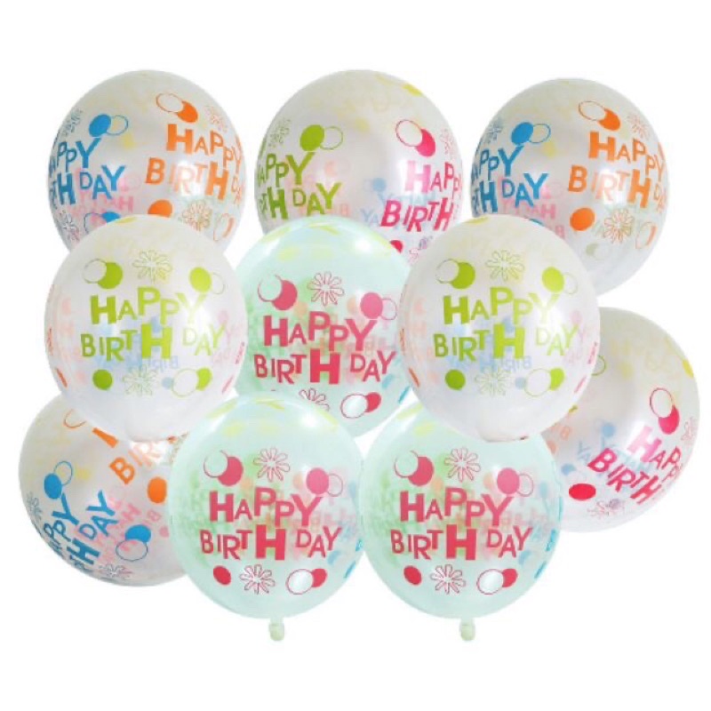 Bóng trong in chữ happy birthday size 12&quot; 35cm nhiều màu