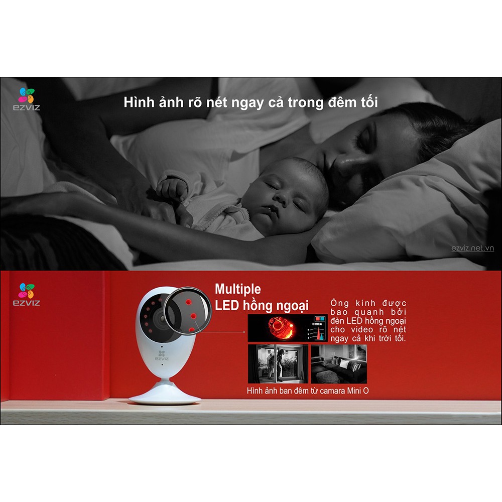 Camera IP WIFI hồng ngoại không dây,dễ dàng cài đặt EZVIZ C2C 720P (CS-CV206-C0-1A1WFR)