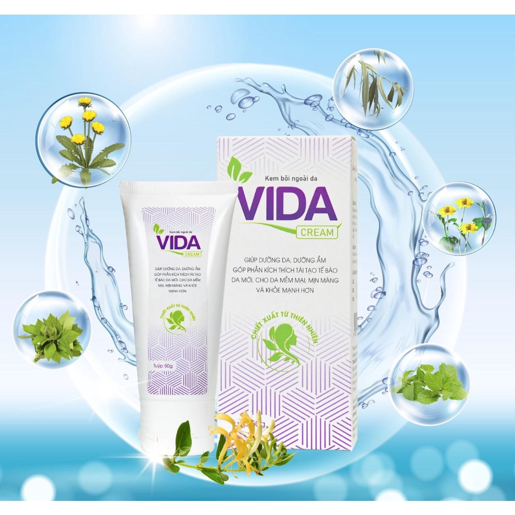 Vida Cream giúp dưỡng da, dưỡng ẩm, làm mềm da, làm dịu da khi bị: mẩn ngứa, mụn nhọt,...tuýp 50g