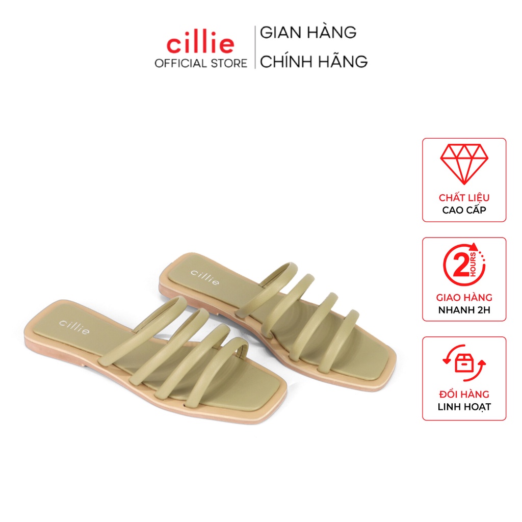 Dép nữ thời trang quai ngang basic đế bệt mang đi biển dạo phố đi chơi Cillie 1161
