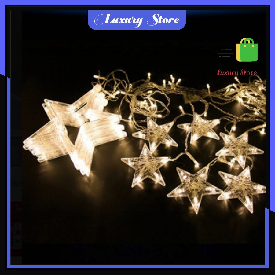 Đèn led trang trí rèm nháy Ngôi sao 2,5m đèn 138 led 12 ngồi sao 6 lớn 6 nhỏ 3 chế độ sáng