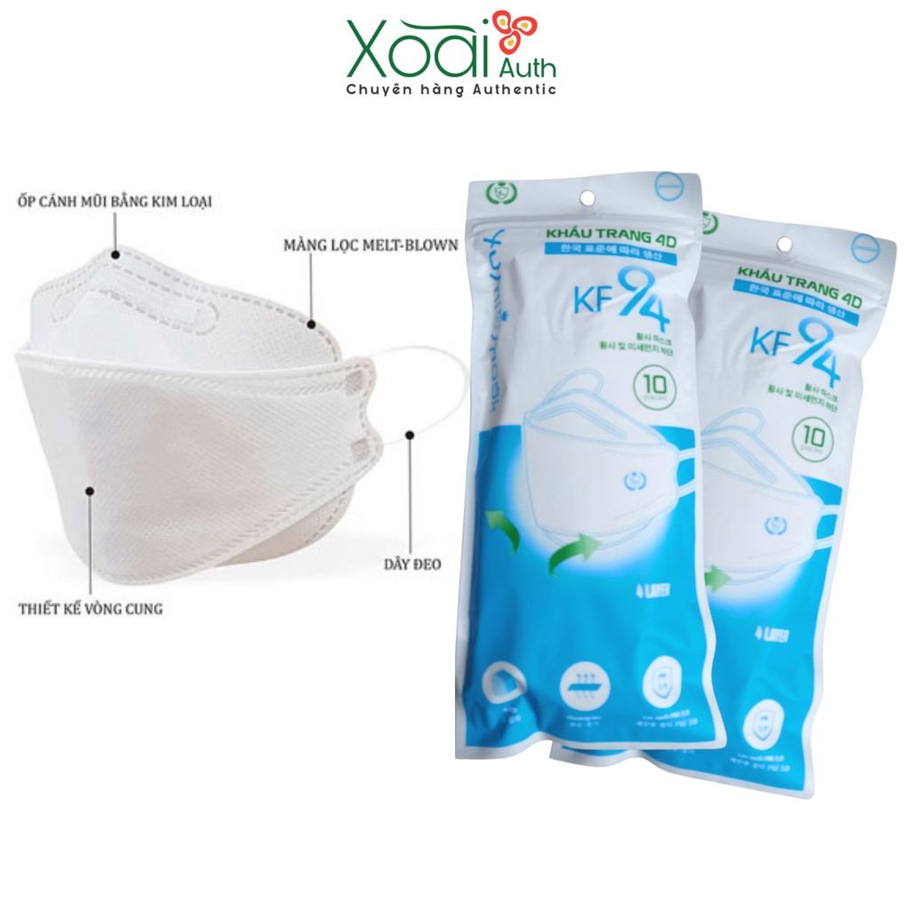 Khẩu Trang KF94 4D Kháng Khuẩn Uni Mask Chống Bụi Mịn PM2.5 Cao Cấp Hàn Quốc - Xoai Auth