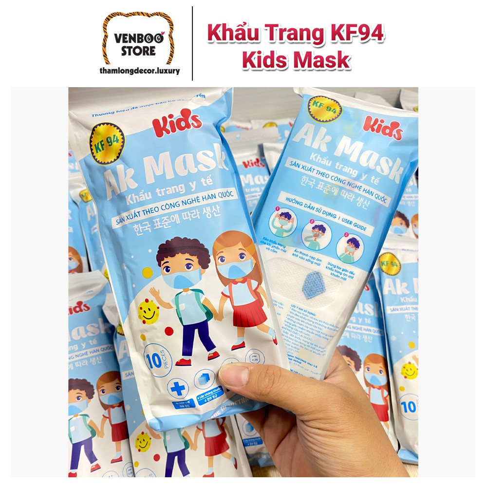 [ Túi 10cái ] Khẩu Trang 4D Cho Bé KF94 Kids Mask | Khẩu Trang Y Tế Trẻ Em