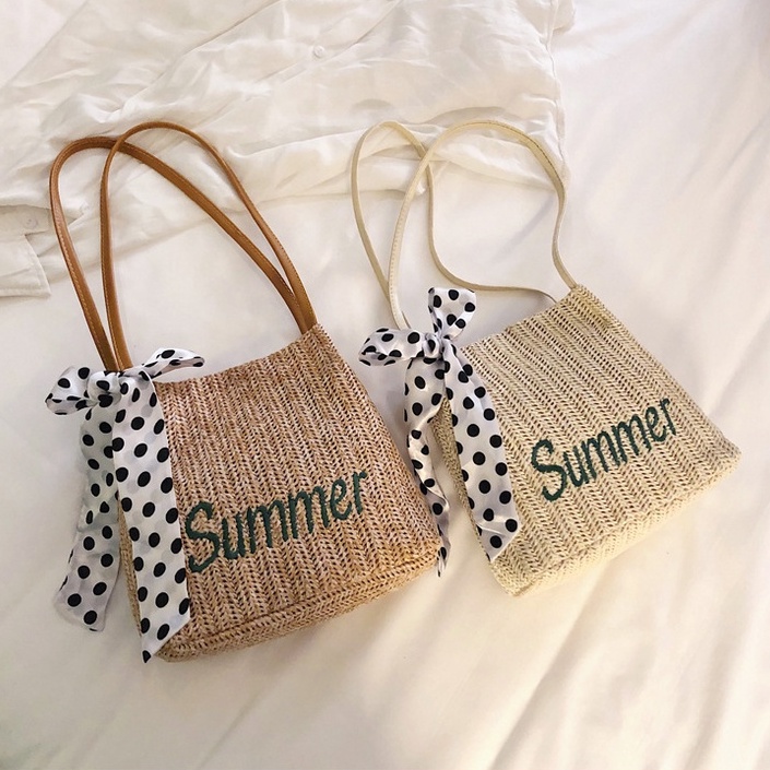 Túi cói Summer đeo vai, túi xách tay phong cách Hàn Quốc đi du lịch, đi biển siêu xinh - Julie 115