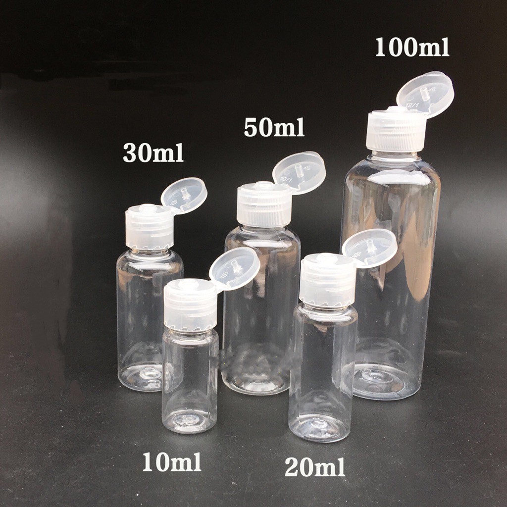 VỎ CHAI NHỰA ĐỰNG MỸ PHẨM Nắp bật nhỏ giọt  - CHAI LỌ NHỰA TRONG SUỐT 10ml / 20ml / 30ml / 50ml / 100ml - CHAI PET CHIẾT