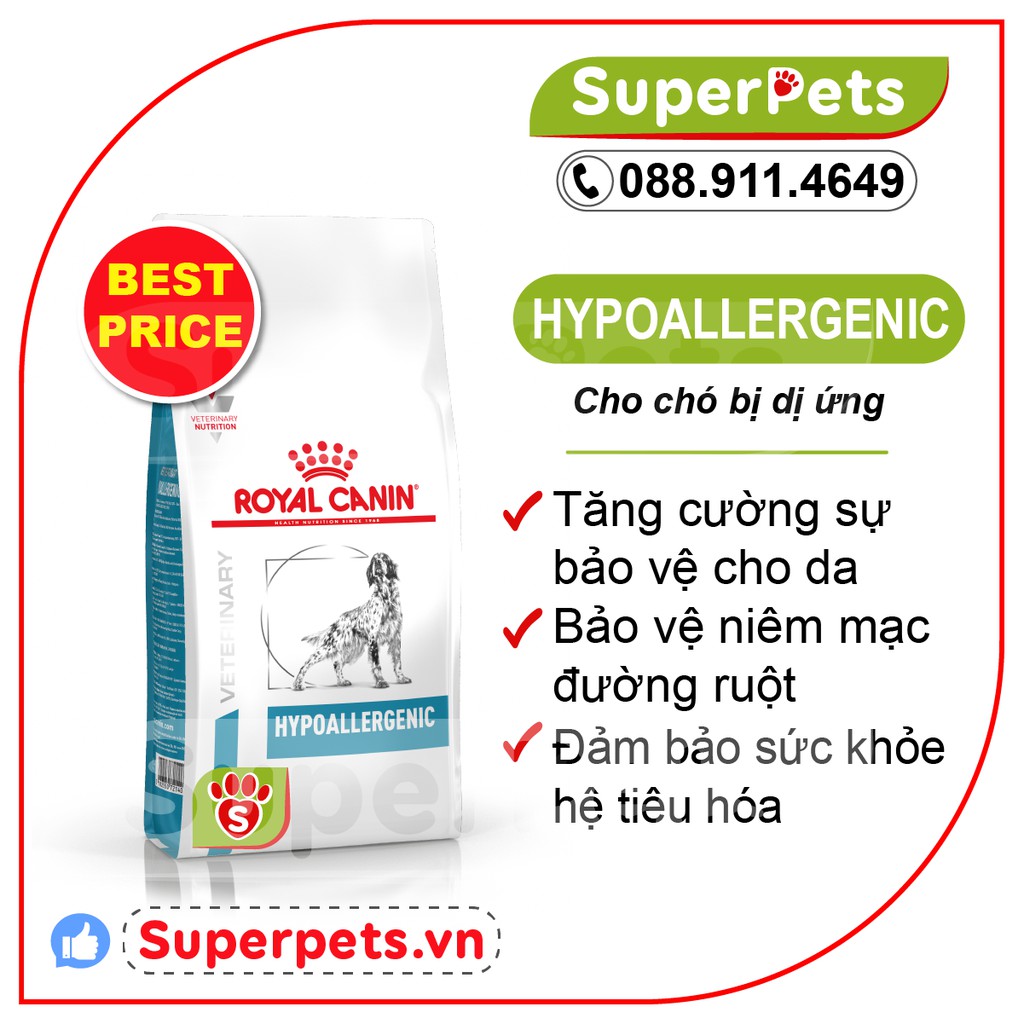 Hạt Khô Royal Canin HYPOALLERGENIC CANINE 2KG Hổ Trợ Chó Gặp Vấn Đề Về Dị Ứng  SUPERPETS VIỆT NAM