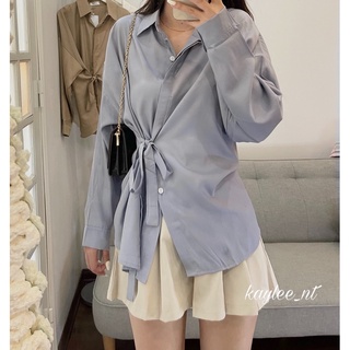 áo sơ mi đai chéo ảnh thật cận chất Kaylee